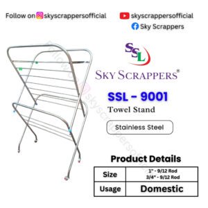 Sky Scrappers Stainless Steel Cloth Drying Stand - Foldable & Durable